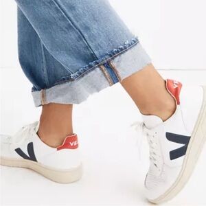 Veja Cream Sneakers with Black and Red Details
